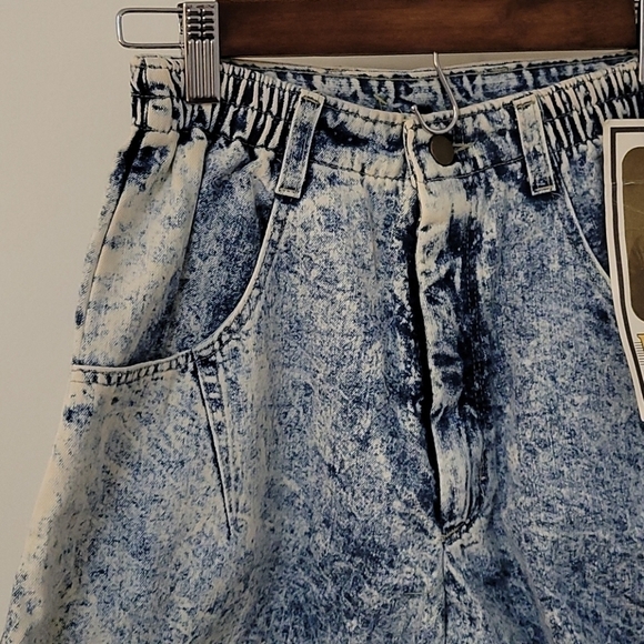 Vtg STUFFED SHIRT 1980s High Waist Acid Stone Wash Denim Cullottes - Picture 2 of 9